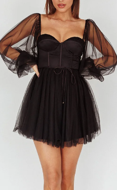 GH488 - A line Sweetheart Long Sleeves Homecoming Dress Short Graduation Dress