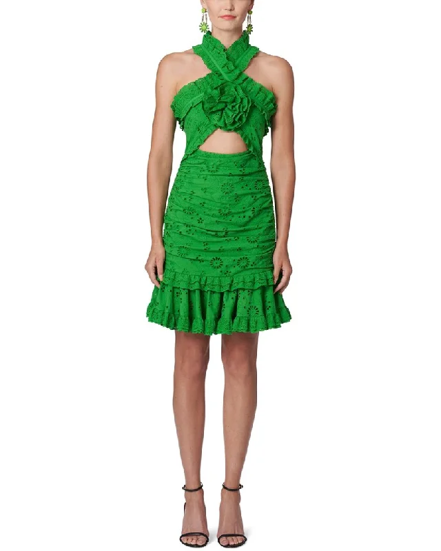 Carolina Herrera Twisted Ruffle Halter Mini Dress