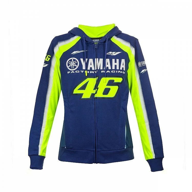 VR46 Official Womans Blue Yamaha Full Zip Hoodie - Ydwfl 314509