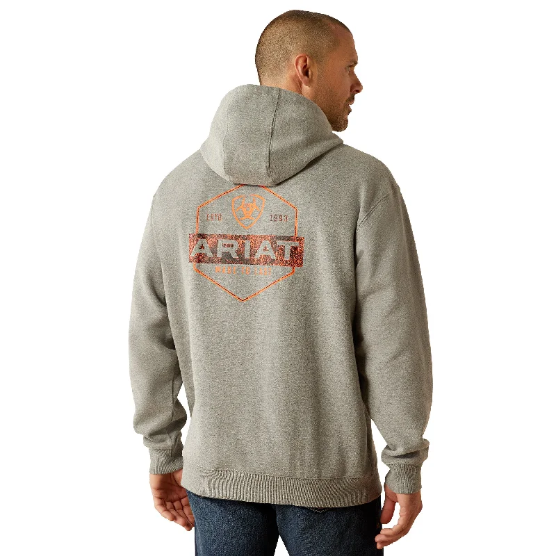 Ariat Men's Bold Hex Grey Heather Hoodie 10052005