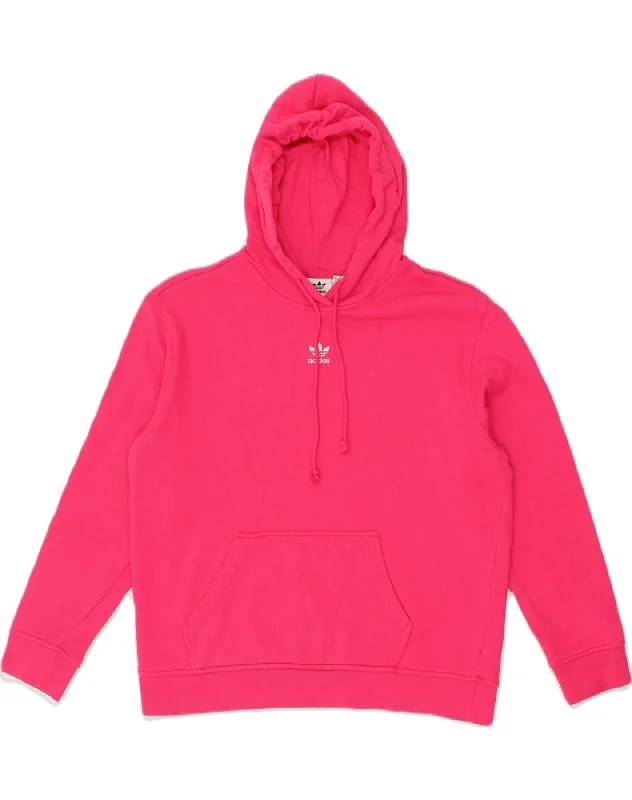 ADIDAS Womens Hoodie Jumper UK 14 Medium Pink Cotton