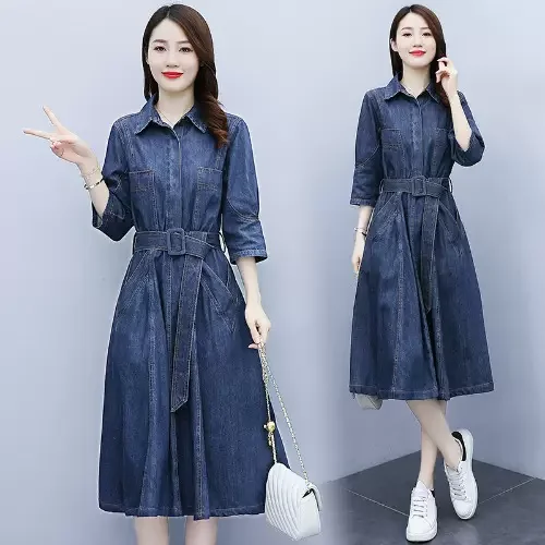 Plus Size Feminine Denim Shirt Dress