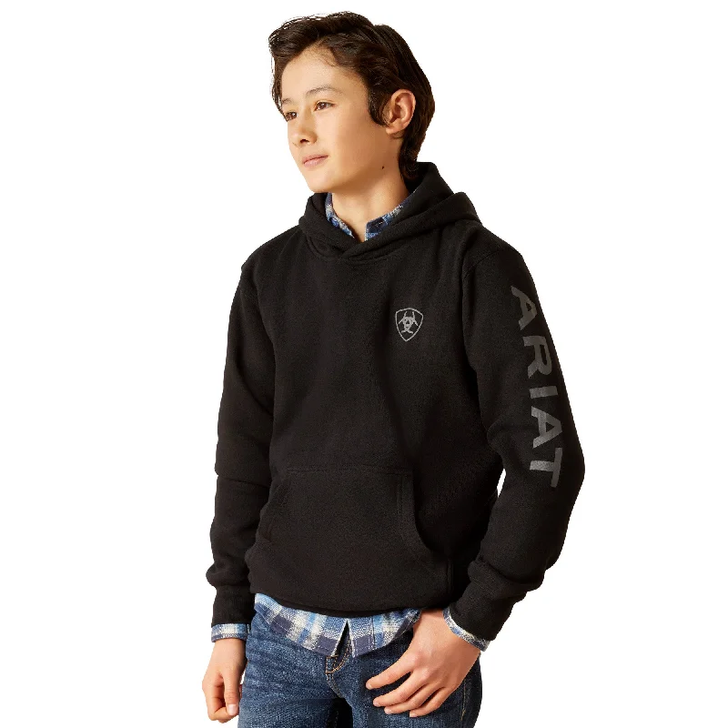 Ariat Youth Boy's Logo Black Hooded Sweatshirt 10046473