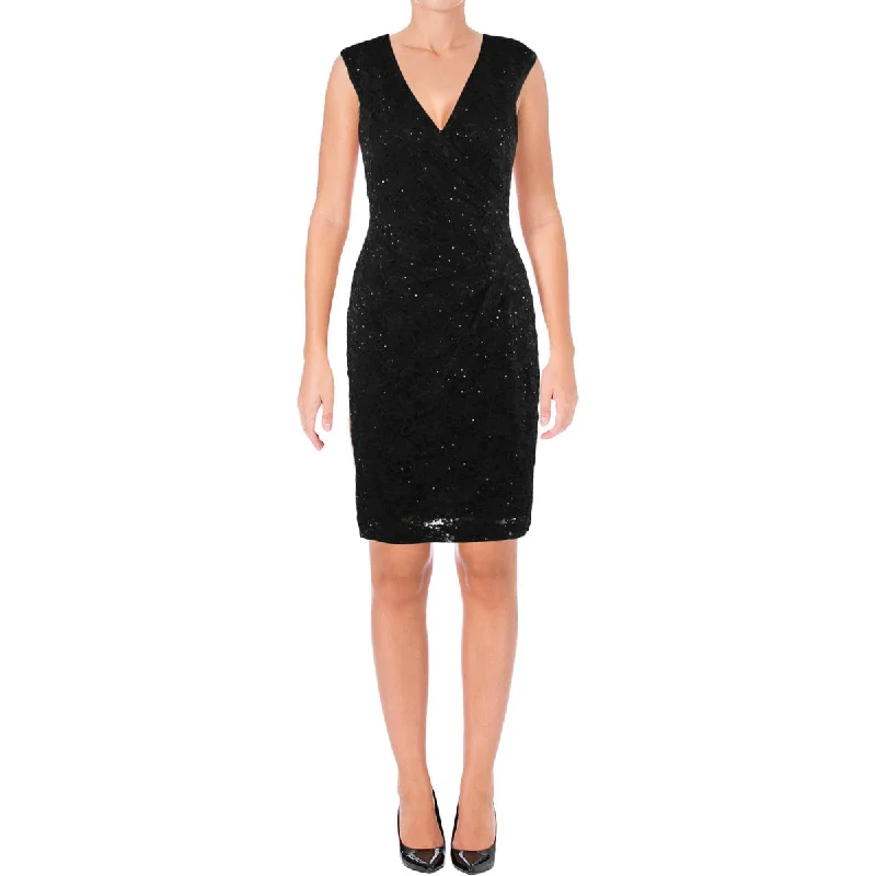 Womens Lace Sequined Cocktail Dress