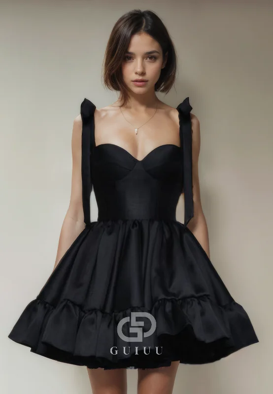 A-Line Strapless Straps Sleeveless Short Homecoming Dress