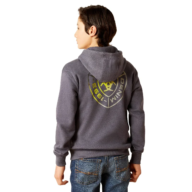 Ariat Youth Boy's Gradient Badge Odyssey Grey Heather Hoodie 10046478