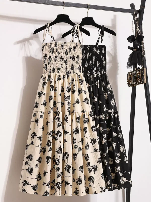 Plus Size Korean Floral Tier Dress