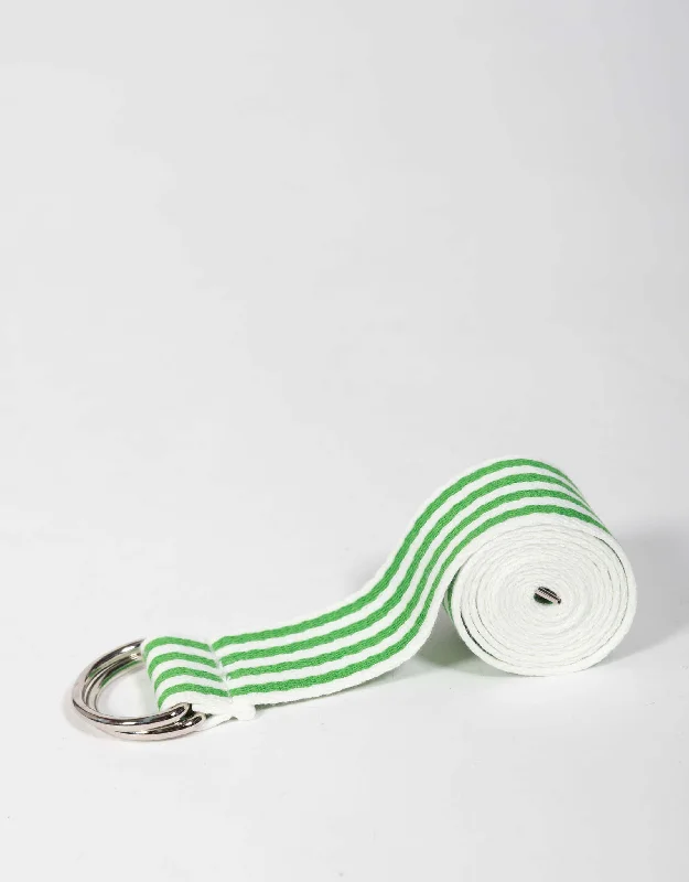 Portsea D-Ring Belt - Green/White Stripe