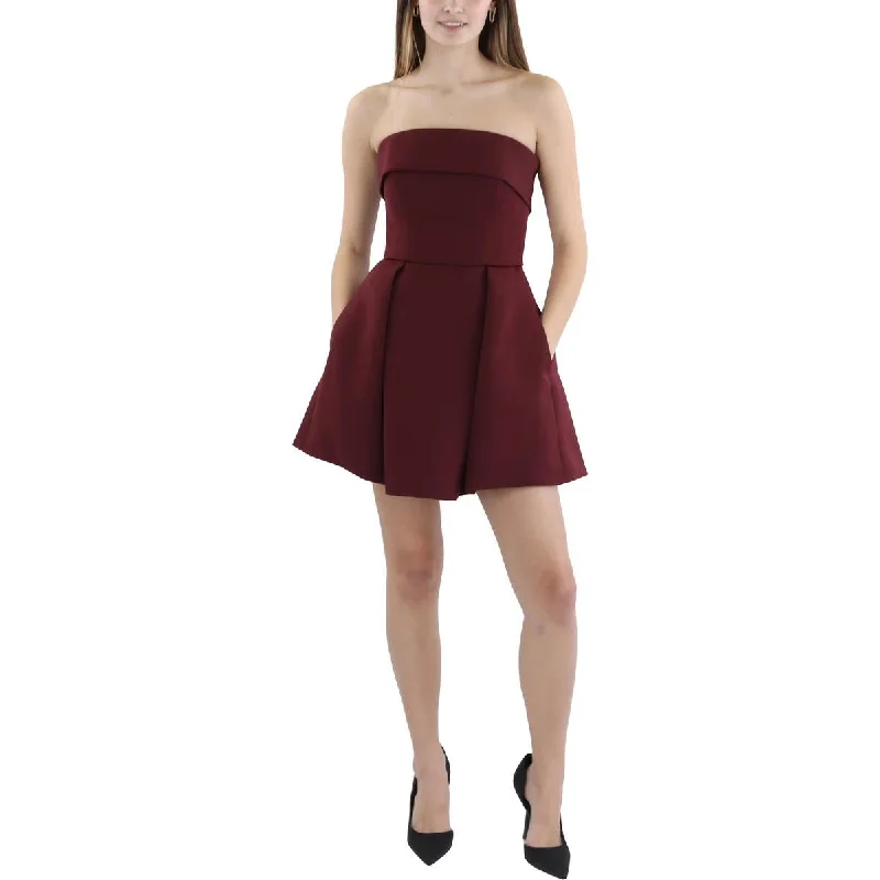 Womens Mini Straplesss Fit & Flare Dress