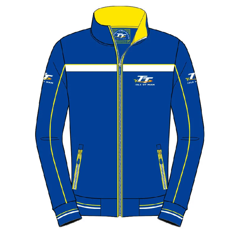 Official Isle Of Man TT Races Blue & Yellow Woman's Full Zip Fleece - 19Lf2