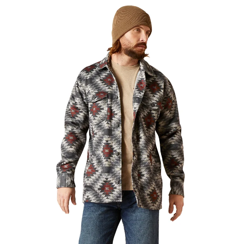 Ariat Men's Caldwell Printed Charcoal Grey Diamond Shirt Jacket 10046053