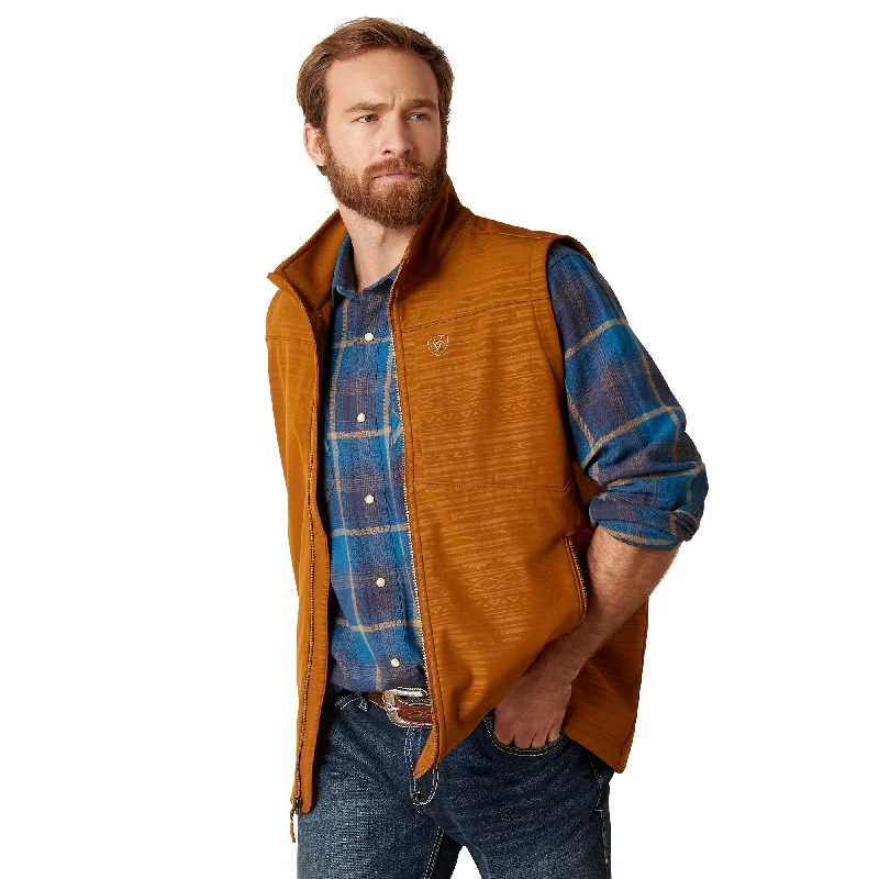 Ariat Men's Logo 2.0 Chestnut Brown Embossed Softshell Vest 10046613