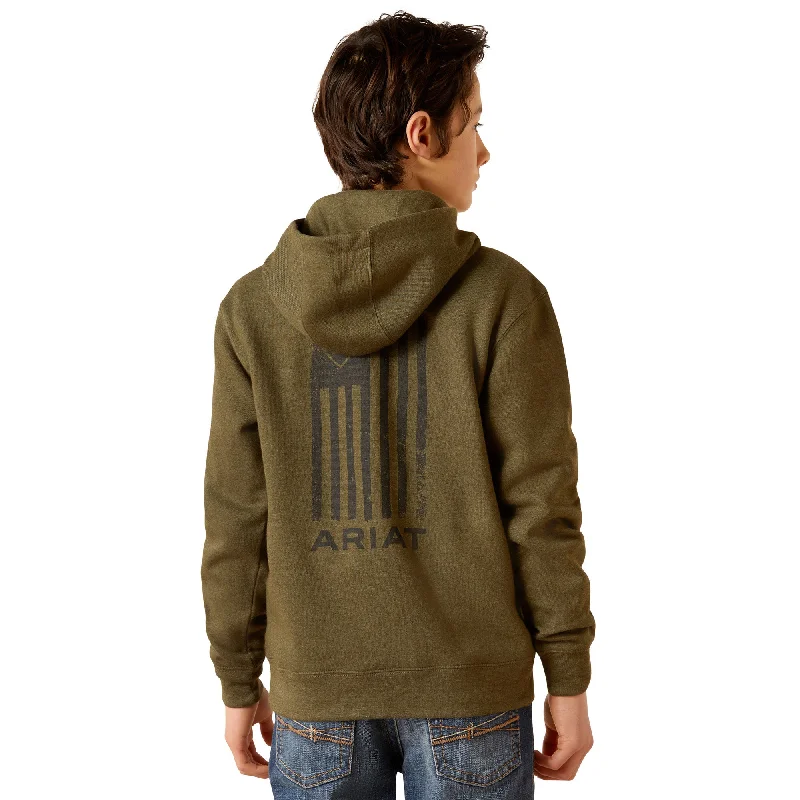 Ariat Youth Boy's Faded Brined Olive Green Hoodie 10046476