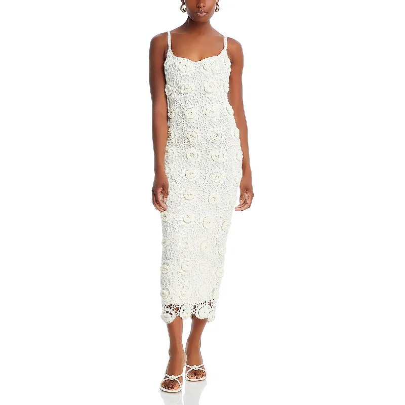 Womens Crochet Floral Maxi Dress