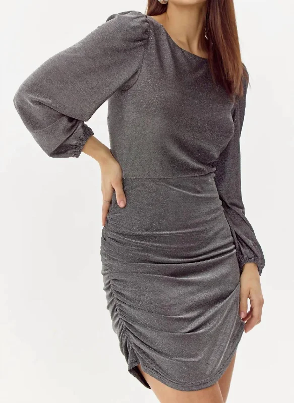 Rena Metallic Dress In Silver