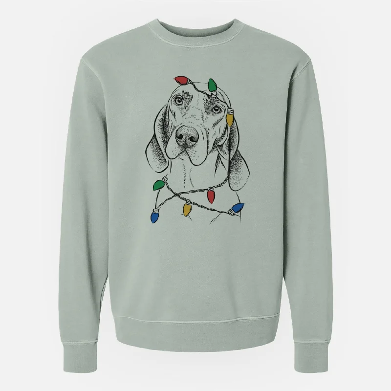 Christmas Lights Norman the Plott Hound - Unisex Pigment Dyed Crew Sweatshirt