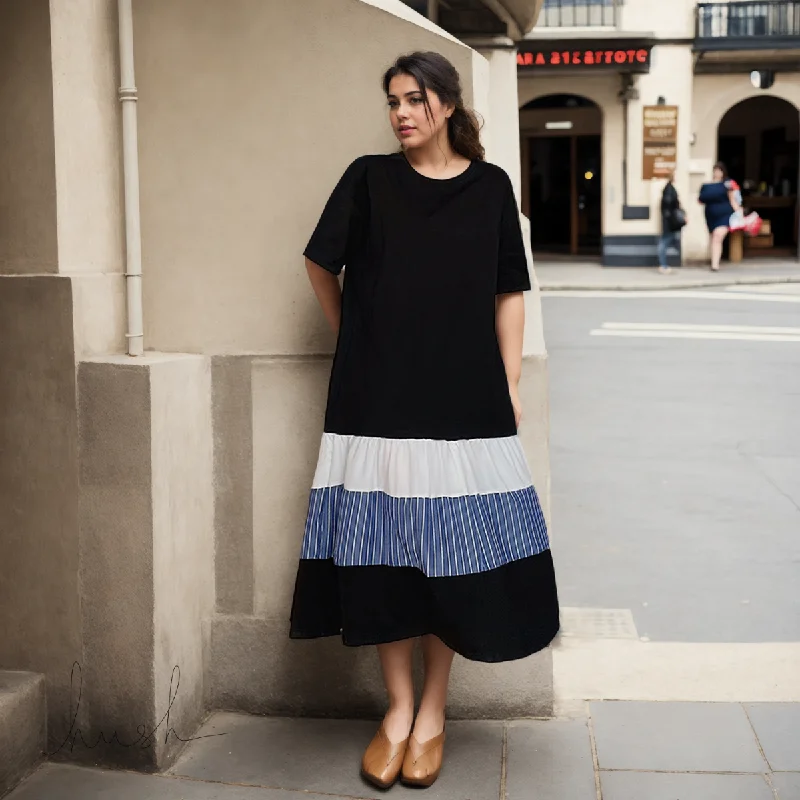 Plus Size Stripes Layer Midi Dress