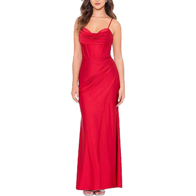 Womens Draped Corset Evening Dress