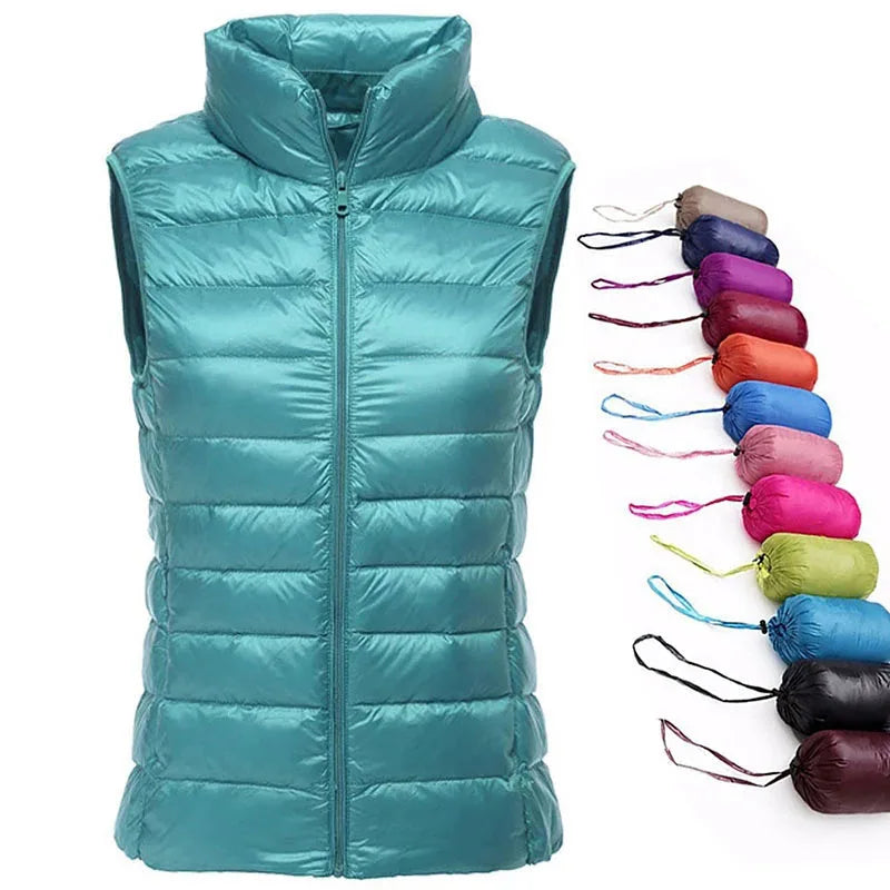 Packable Ultra-light Sleeveless Women's Winter Down Jacket White Duck Feather