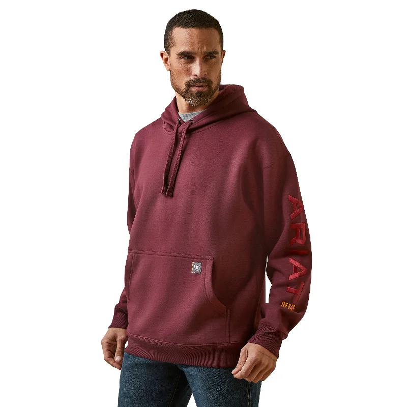 Ariat Men's Rebar Graphic Logo Malbec Red Hoodie 10046663