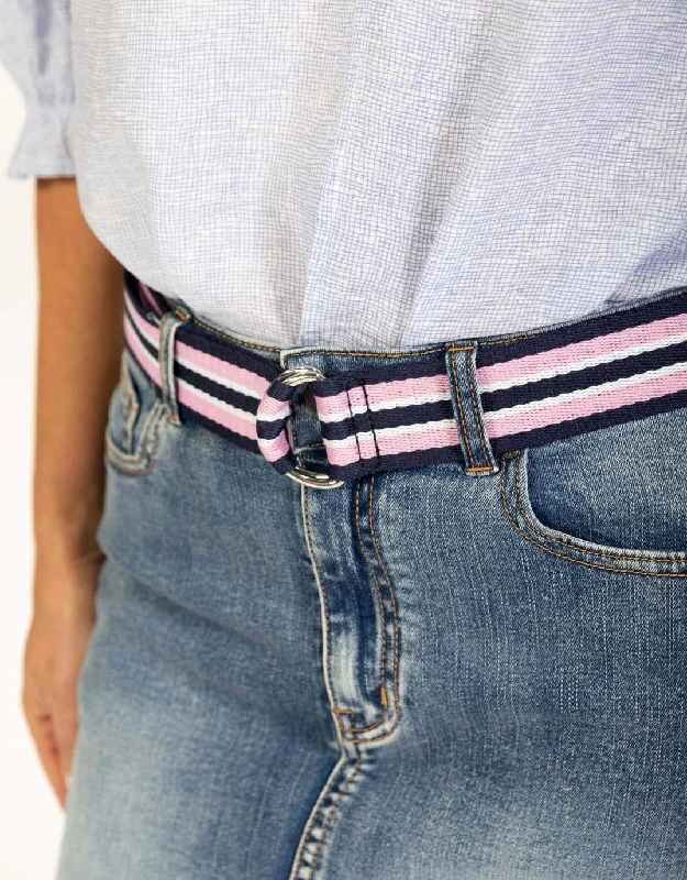 Portsea D-Ring Belt - Navy/Pink