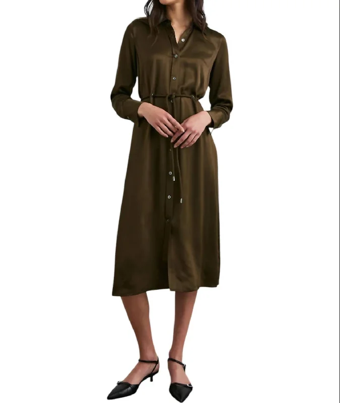 Anina Long Sleeve Dress In Espresso