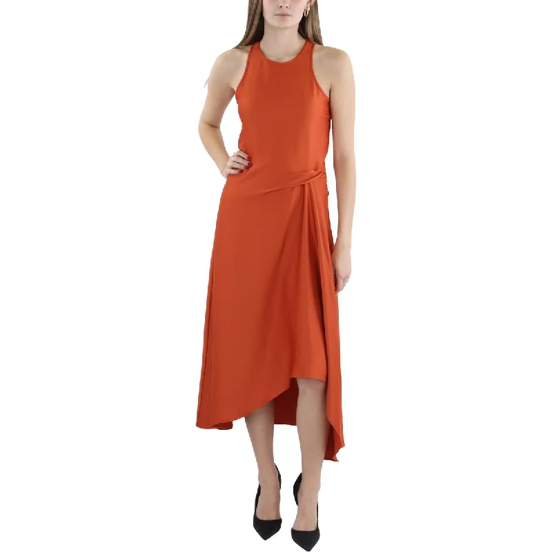 Womens Draped Solid Maxi Dress