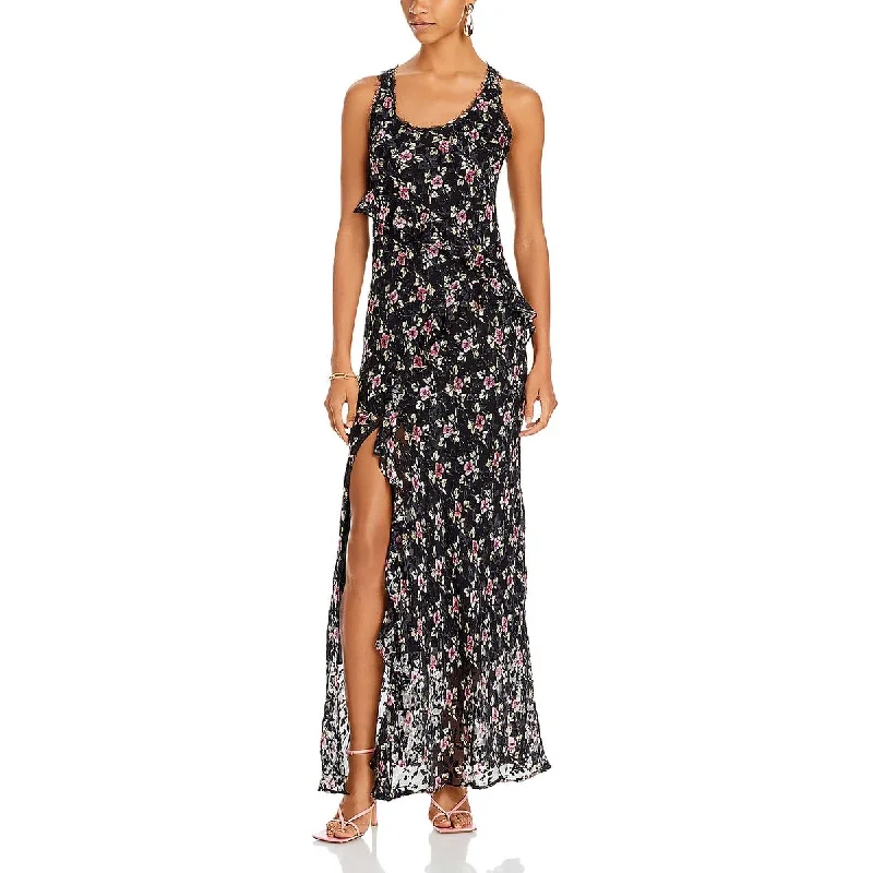 Womens Silk Blend Floral Maxi Dress