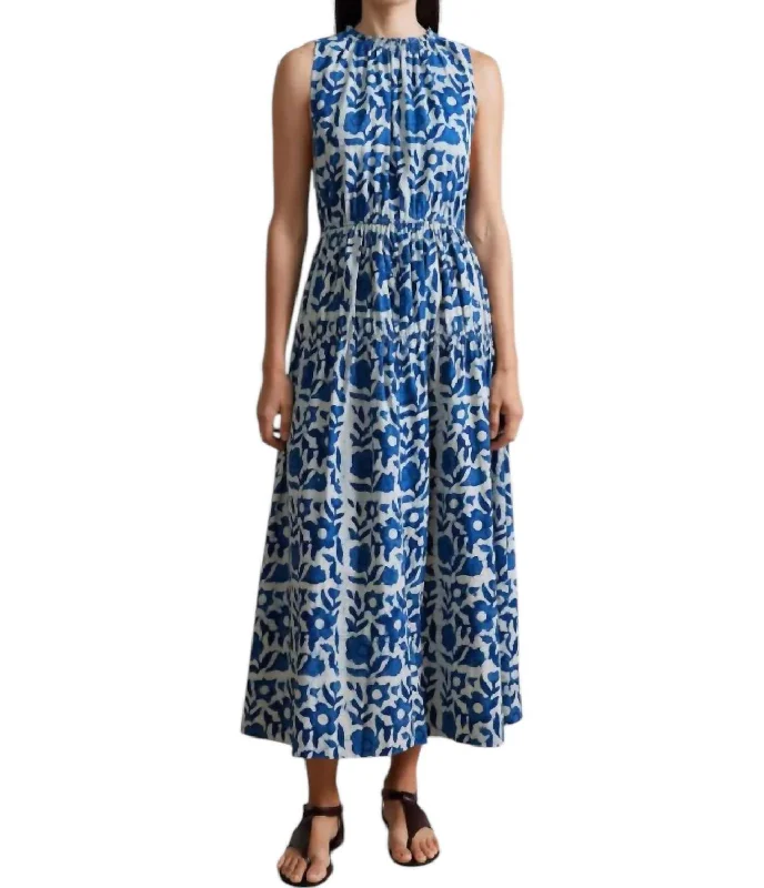 Arte Tank Dress In Batik Floral Indigo