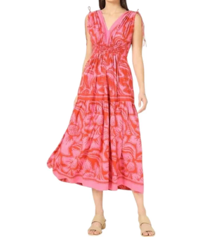 Rosalita Midi Dress In Cierra Grapefruit