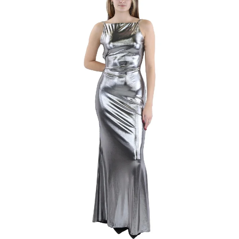 Womens Full Length Metallic Evening Dress