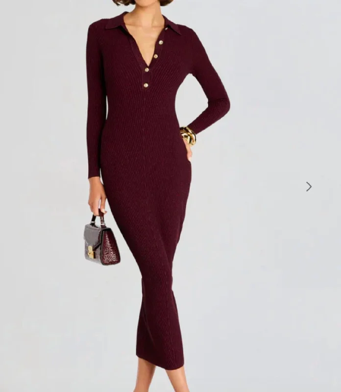 Buffy Knit Dress In Metallic Port