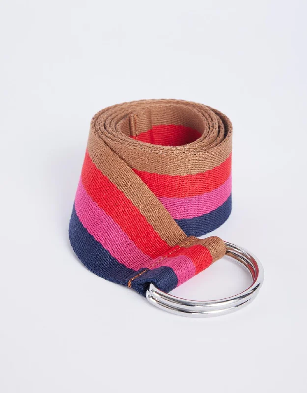 Portsea D-Ring Belt - Fuchsia Stripe