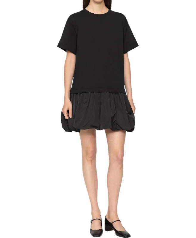 Belen Taffeta T-Shirt Dress In Black