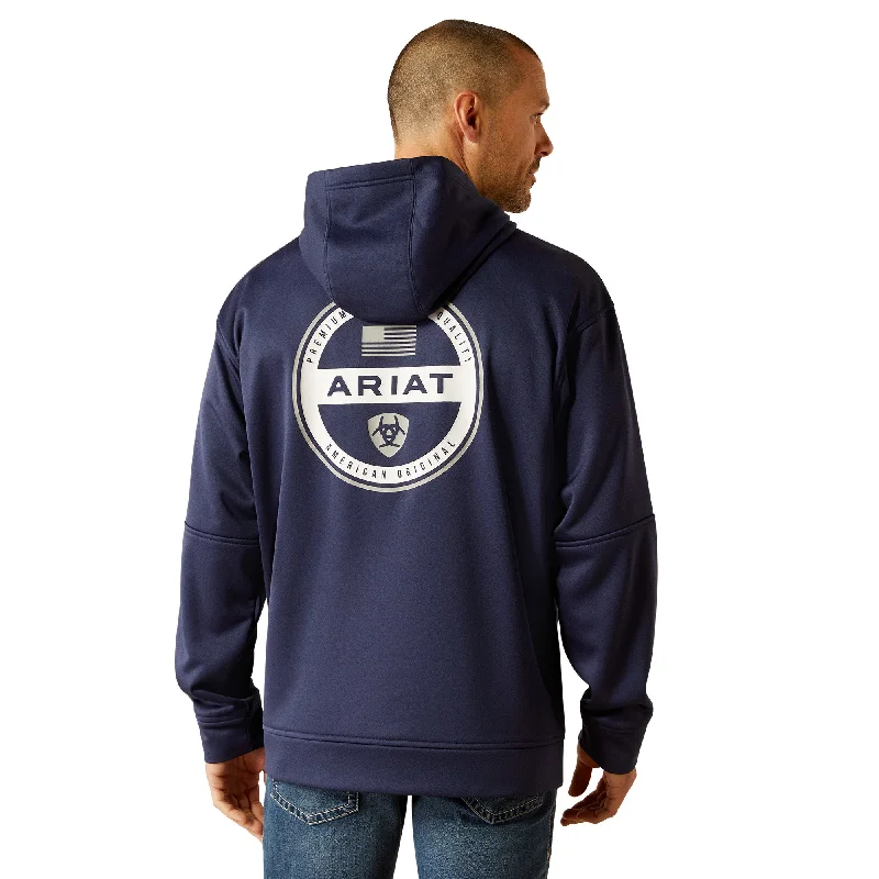 Ariat Men's Tek Fleece 2.0 American Circle Navy Heather Hoodie 10052518