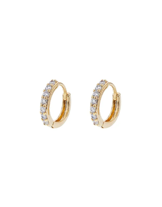 Small Crystal Hoops - Gold