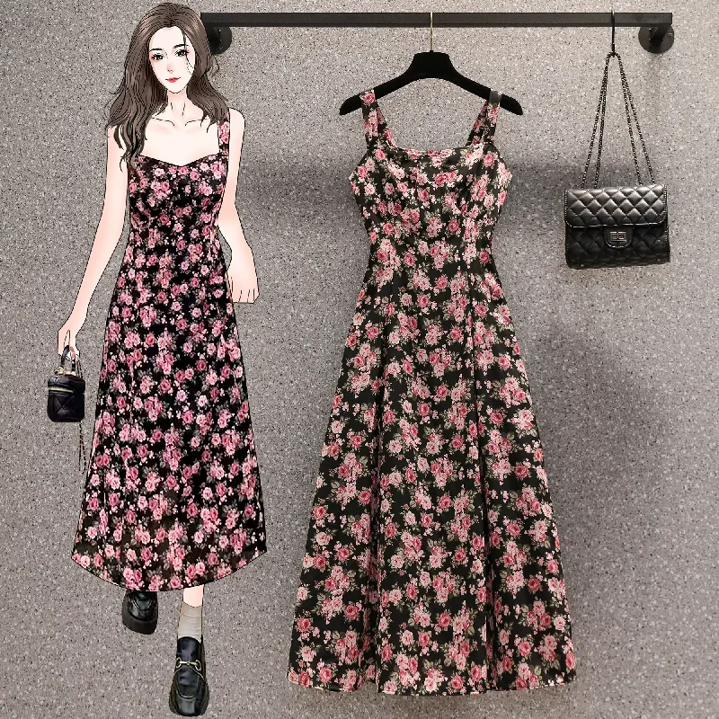 Plus Size Romantic Roses Bustier Midi Dress