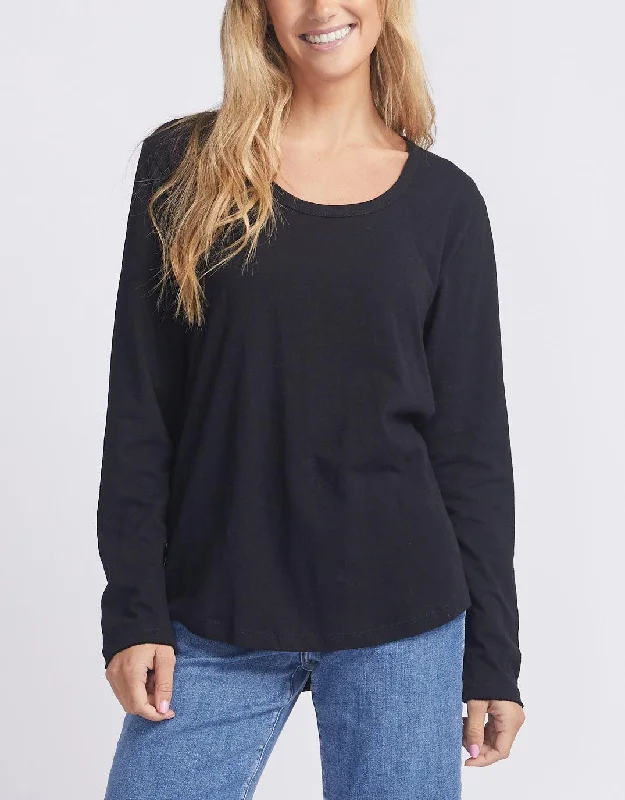 Original Round Neck Long Sleeve T-Shirt - Black