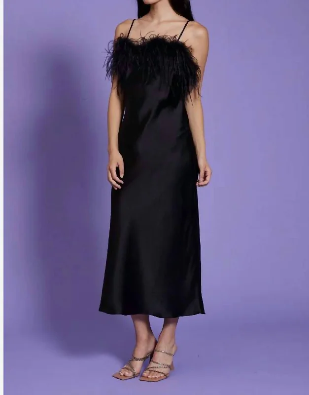 Flora Feather Dress In Black