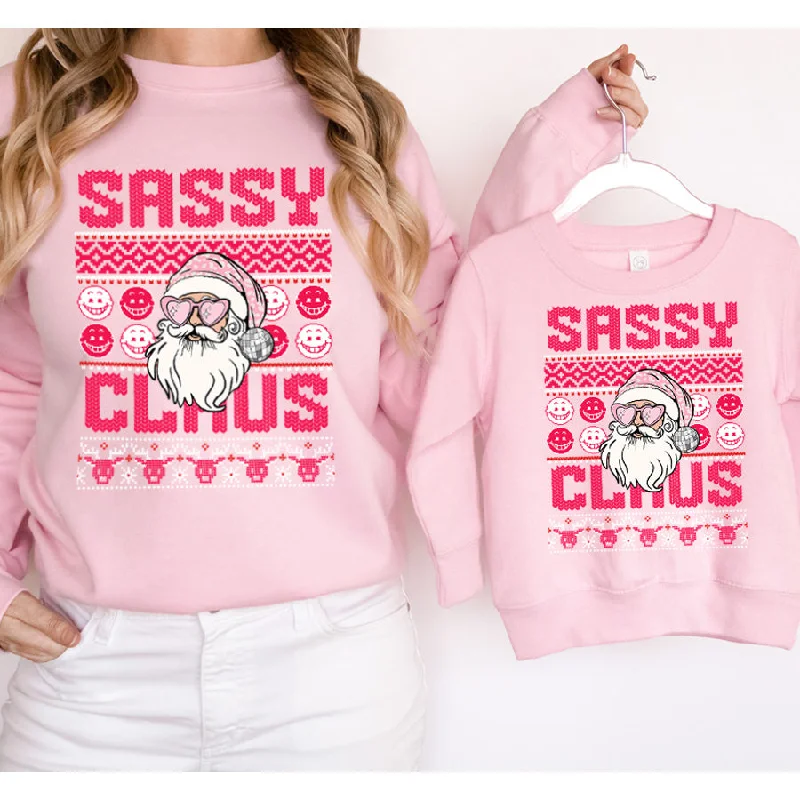 Sassy Claus Mum & Kid Matching Pink Sweatshirts