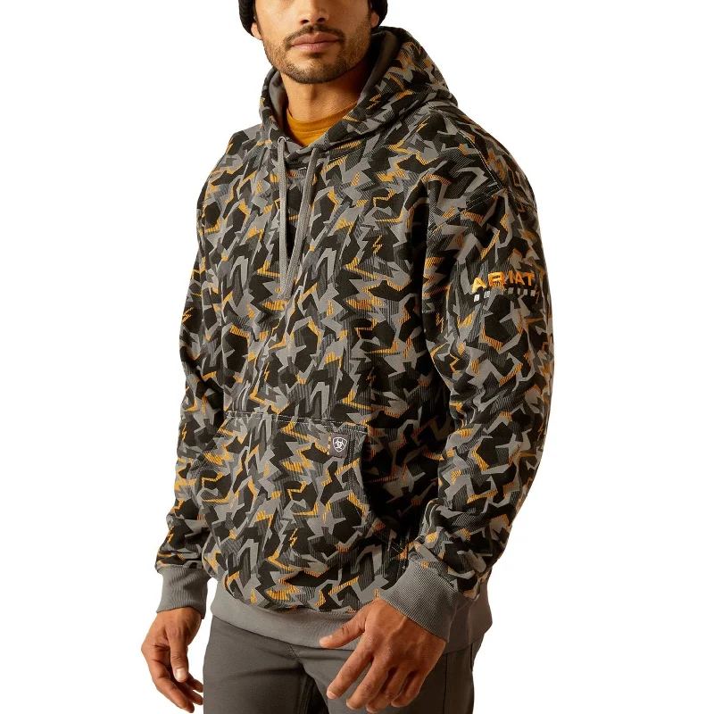 Ariat Men's Rebar Workman Charcoal Grey Camo Shard Hoodie 10052016