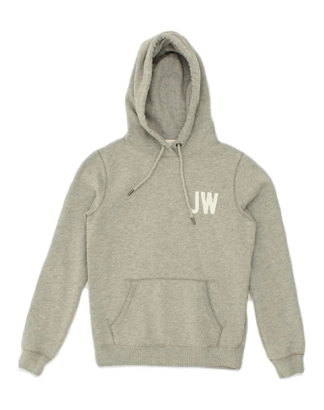 JACK WILLS Womens Graphic Hoodie Jumper UK 10 Small Grey Polyester