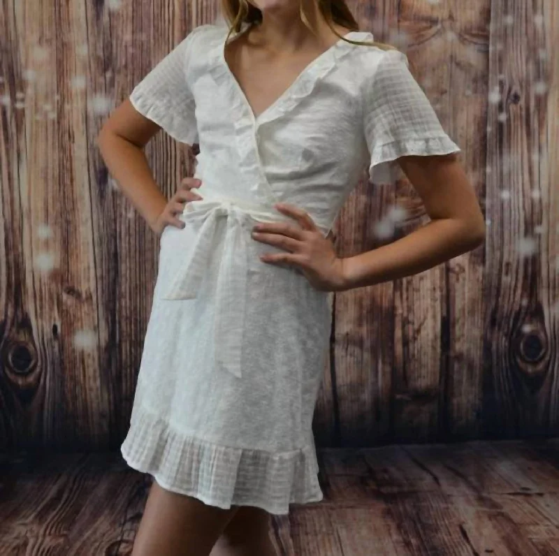 Lace Wrap Dress In Off White