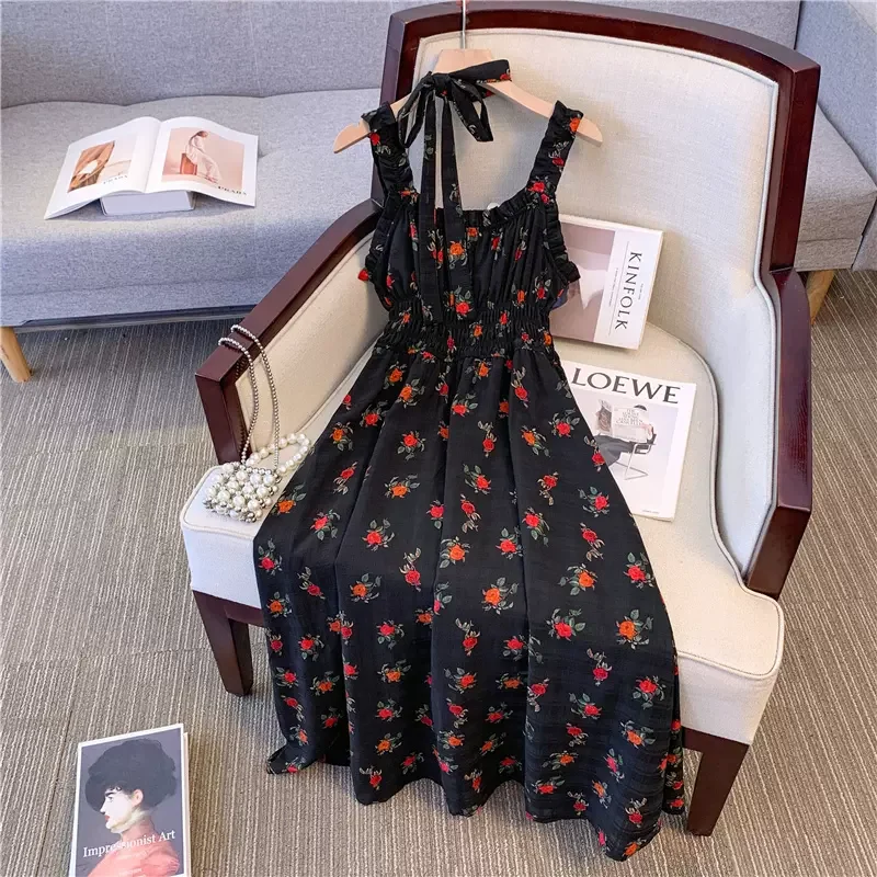 Plus Size Floral Vintage Neck Tie Dress