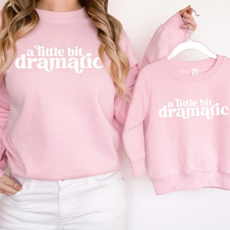 Little Bit Dramatic Mum & Kid Matching Pink Sweatshirts