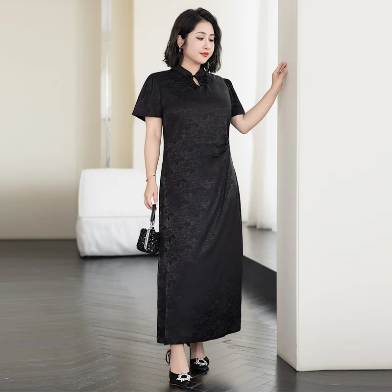 (4XL-8XL) Plus Size Formal Modern Cheongsam Midi Dress (EXTRA BIG SIZE)