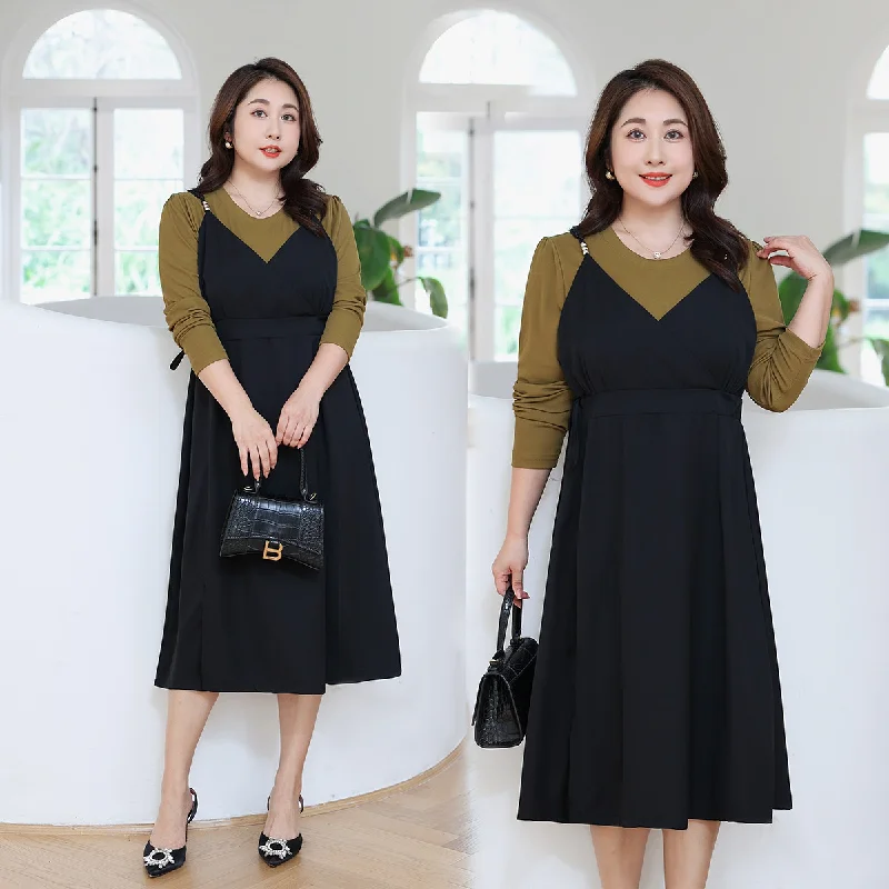 (5XL-8XL) Plus size long sleeve tee and sleeveless dress set (EXTRA BIG SIZE)