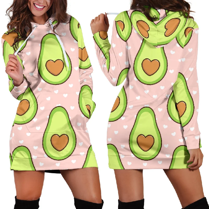 Avocado Heart Pink Background Women'S Hoodie Dress