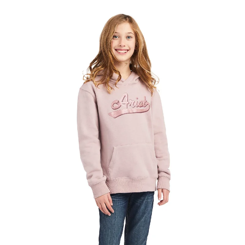 Ariat® Girl's R.E.A.L™ Glitter Logo Nostalgia Rose Heather Hoodie 10042234