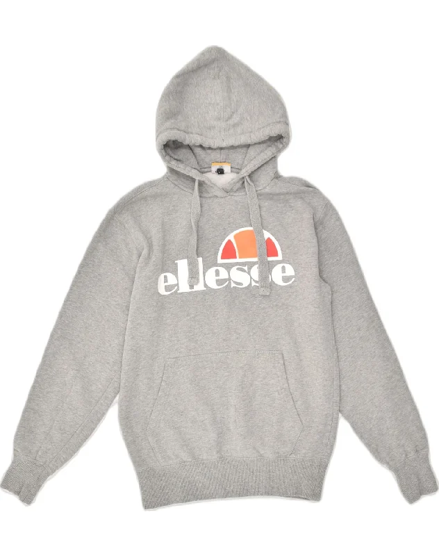 ELLESSE Womens Graphic Hoodie Jumper XS Grey Cotton